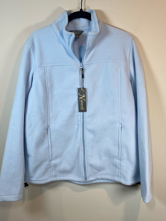 Natural Reflections Jackets & Blazers - Natural Reflections Full Zip Fleece Jacket Light Blue Zip Pocket Cozy NEW Medium